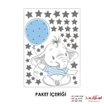 دکور دیواری پسرانه فیل و بادکنک با ستارها - Image 3