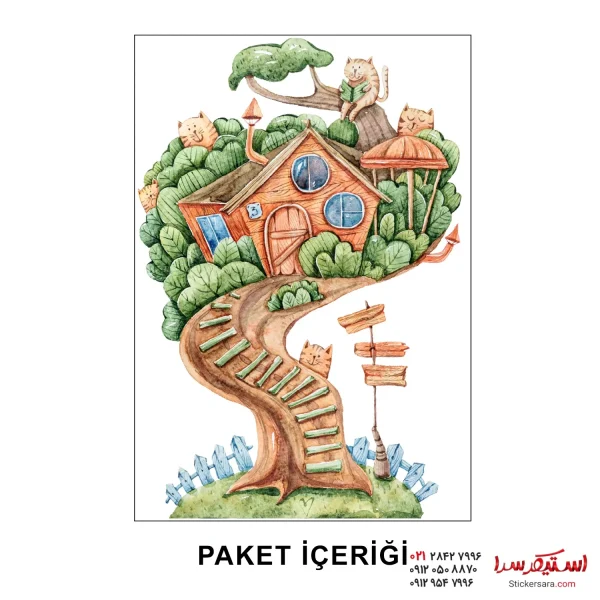 برچسب دیواری کلبه درختی خونه گربه ها - Image 4