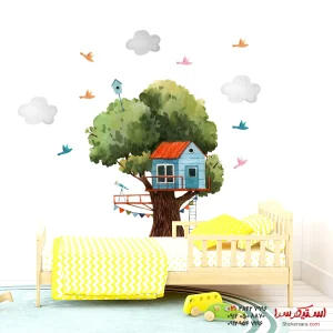 خرید استیکر دیواری کلبه درختی در جنگل